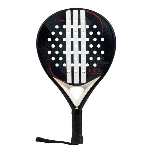 Racheta de padel, Adidas, drive 3-4, neagra cu dungi albe, vedere din fata