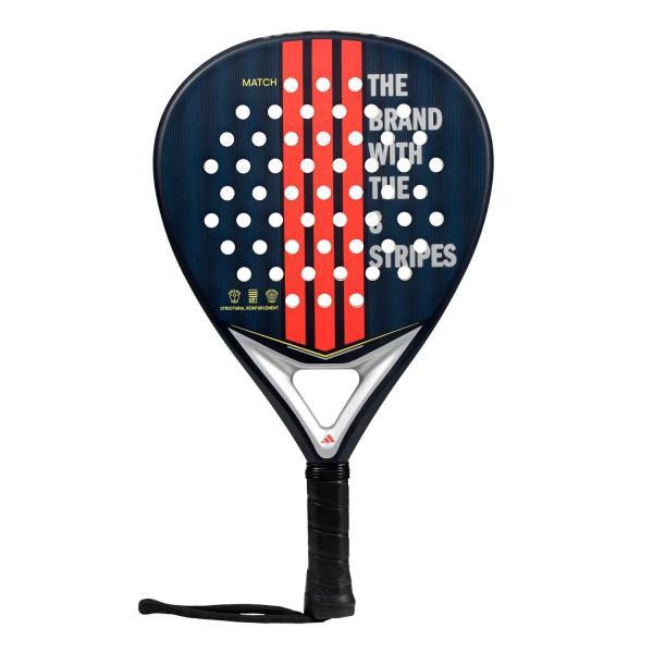 Racheta de padel, Adidas, match 3.4, albastru inchis cu dungi rosii, vedere din fata