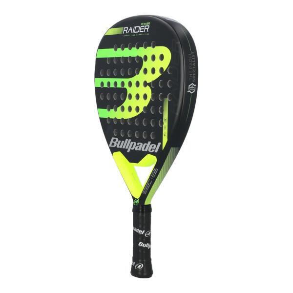 Racheta de padel, Bullpadel raider pwr, negru cu galben electric, vedere din lateral