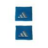 set de doua (2) mansete anti-transpiratie scurte, adidas, albastru, cu logo argintiu, vedere din fata