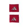 set de doua (2) mansete anti-transpiratie scurte, adidas, rosu, cu logo argintiu, vedere din fata