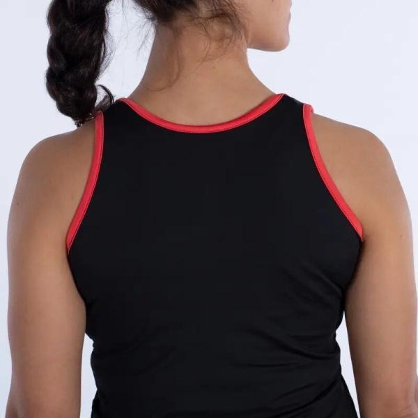 Rochie de padel , negru-coral, vibora russell, vedere din spate