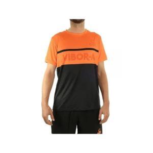 Tricou de padel sau sport, pentru barbati, negru cu portocaliu, Vibora, vedere din fata