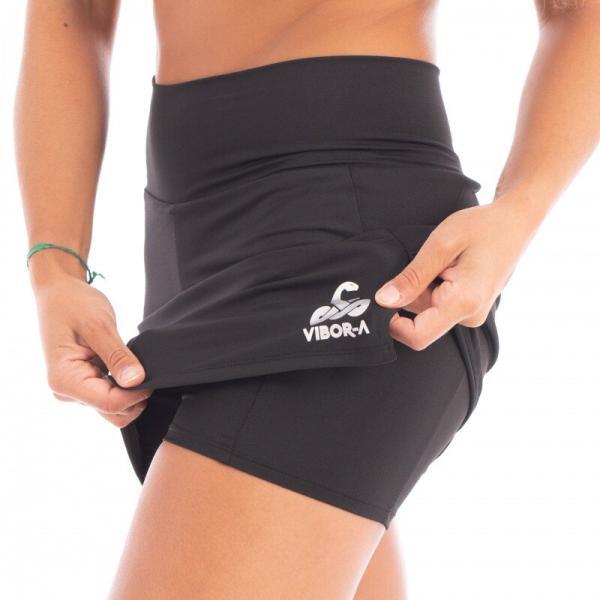 Fusta de padel cu pantalon, dama, vibora, neagra, vedere laterala