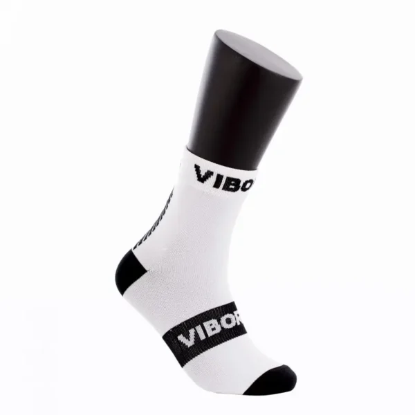 Sosete de sport sau padel de culoare alb si negru, marca Vibora, vedere din lateral