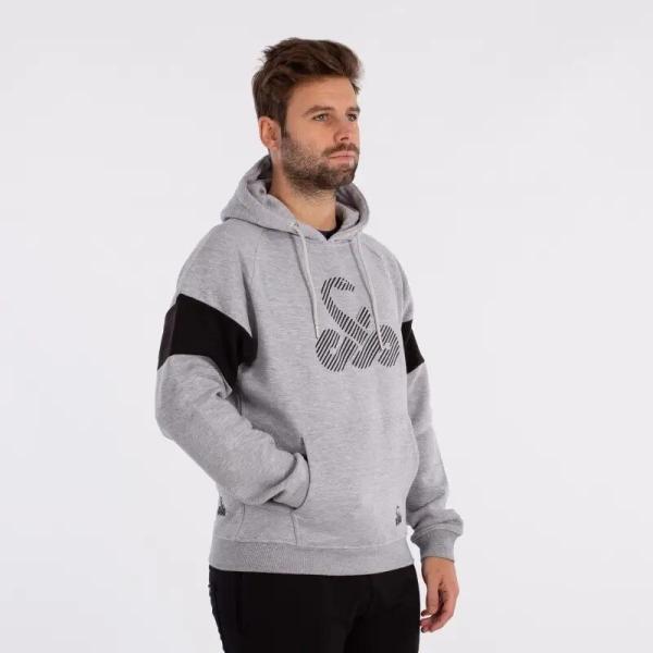 Hanorac de sport sau padel, barbati, gri deschis-negru, , logo vibora anaconda pe piept