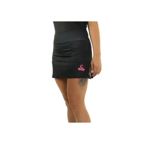 Fusta de padel, neagra, Vibora Naya, vedere din lateral, logo vibora anaconda