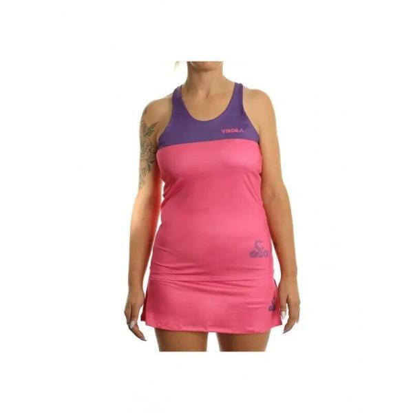 Maiou de padel pentru dama, marca Vibora, culoare roz cu mov, vedere din fata